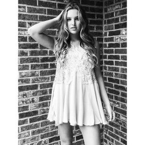 NWT White Lace Trim A-Line Mini Dress Tunic | Romantic Boho Coquette Whimsigoth